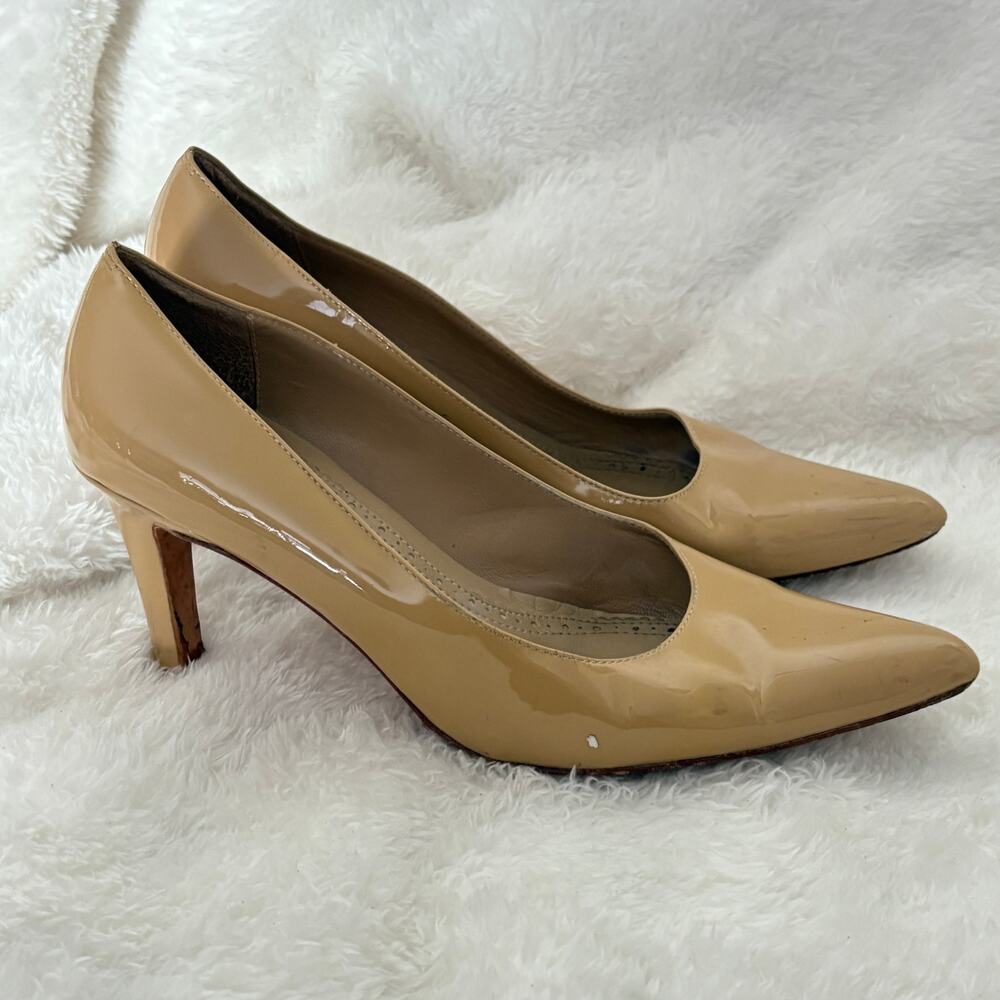Brooks Brothers Patent Leather Pumps 6.5 Tan Beige Heels Academia Prep